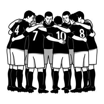 Soccer Team Huddle Unity Players Group Vector Stock Illustration