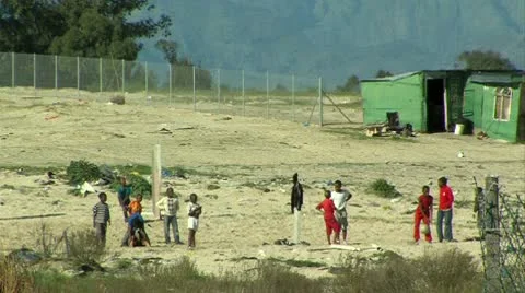 Soccer in township south africa Stock Footage