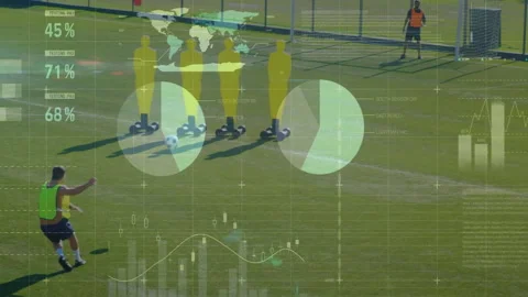 Soccer training session with players, performance metrics and data analysis Stock Footage 303949616