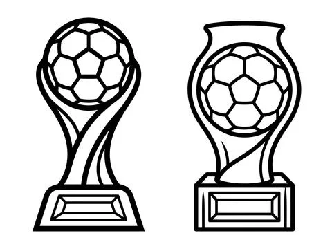 Soccer Trophy Outline Set Collection Stock Illustration