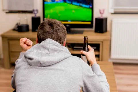 Soccer on tv Stock Photos