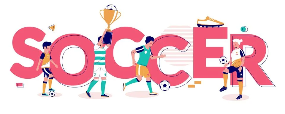 Soccer typography banner template, vector flat illustration Stock Illustration