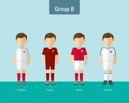 Soccer uniform group B. flat design. Stock Illustration
