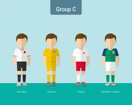 Soccer uniform group C. flat design. Stock Illustration