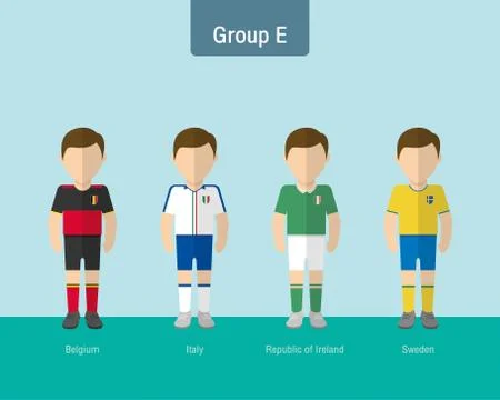 Soccer uniform group E. flat design. Stock Illustration