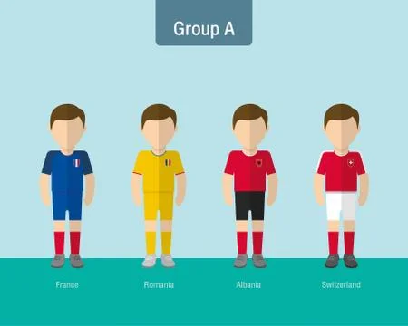Soccer uniform group A. flat design. Stock Illustration