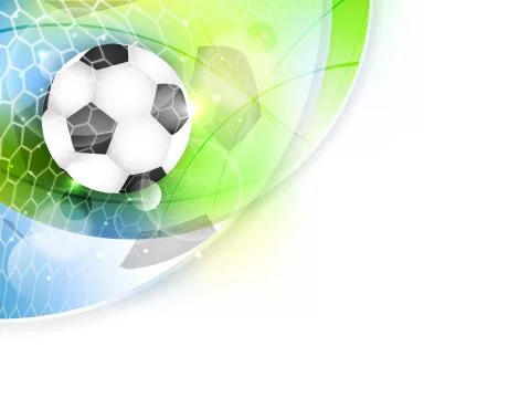 Soccer vector banner with net, ball and glitter. Illustrazione stock