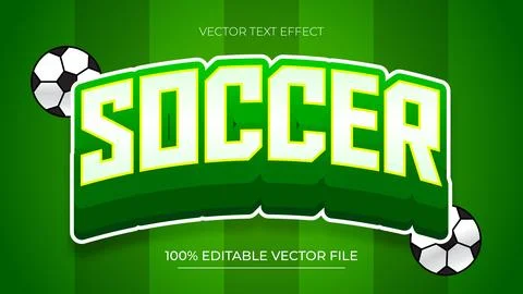Soccer Vector Editable Text Effect Template 3d style Illustrazione stock