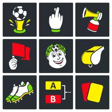 Soccer vector icons set Stock Illustration