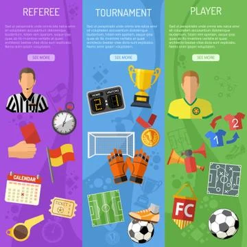 Soccer vertical Banners 스톡 일러스트