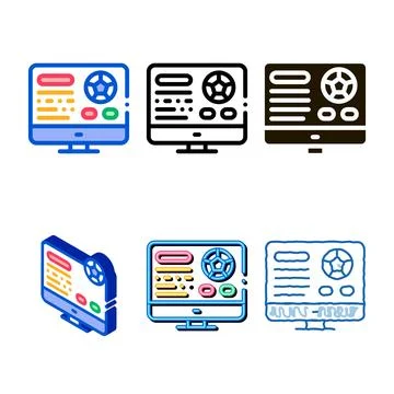 Soccer website on screen icon outline clean Illustrazione stock