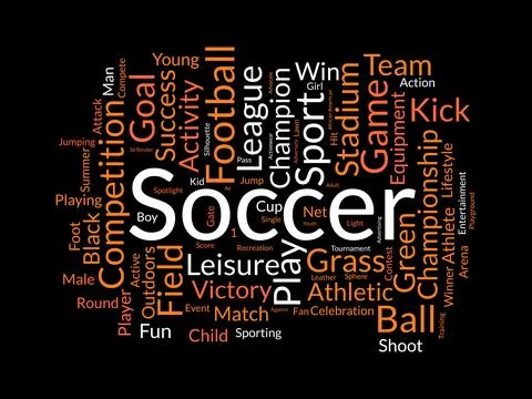 Soccer wordcloud template. Sport concept vector background. Stock Illustration