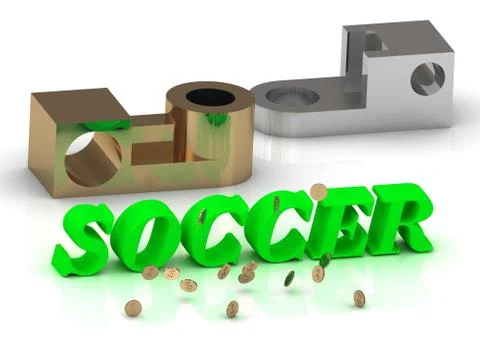 SOCCER- words of color letters and silver details and bronze details on white Stock Illustration