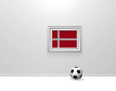 Soccerball and denmark flag in frame - 3d illustration Stock Illustration