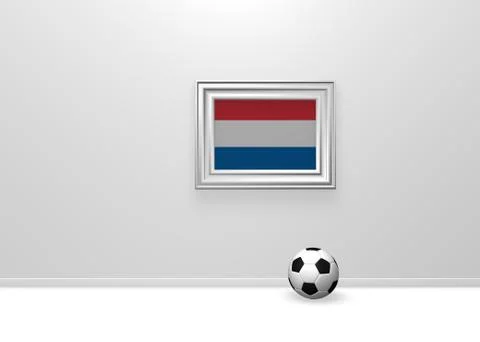 Soccerball and netherlands flag in frame - 3d illustration Stock Illustration