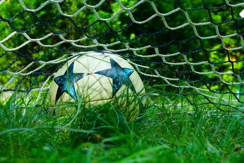 Soccerball in the net Foto stock