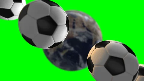 Soccerball rotating loop - green background Stock Footage 85732511