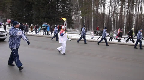 Sochi 2014 Olympic winter games relay in Russia Stock Footage 33827544