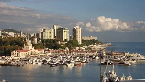 Sochi Aerial View - Sea Port Stock Footage