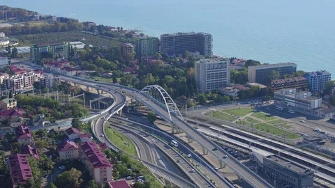 Sochi Intersection and Sea Aerial View Video stock 83399572