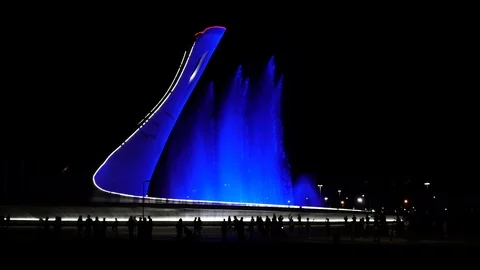 Sochi. Olympic Park. Light show of fountains Video stock 97386494