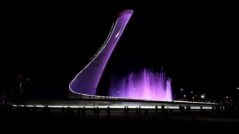 Sochi. Olympic Park. Light show of fountains Video stock 97386598