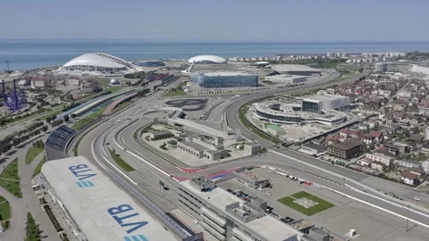 Sochi Olympic Park. View from above. Aerial video. It's a clear sunny day. Fisht 動画素材 154884426