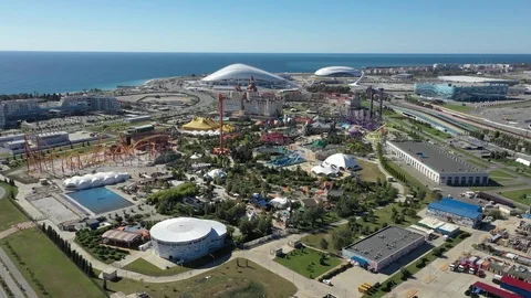 Sochi Park - theme park in the city of Sochi. Aeria view 스톡 동영상 100909856