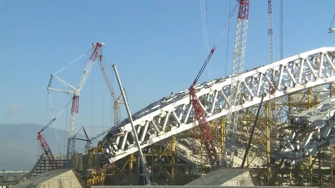 Sochi, Russia, on September 8, 2012. Construction of stadium Fisht Stock Footage 80411273