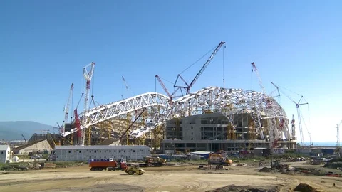 Sochi, Russia, on September 8, 2012. Construction of stadium Fisht Stock Footage 80411322