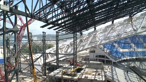 Sochi, Russia, on September 8, 2012. Construction of stadium Fisht Stock Footage 80411422