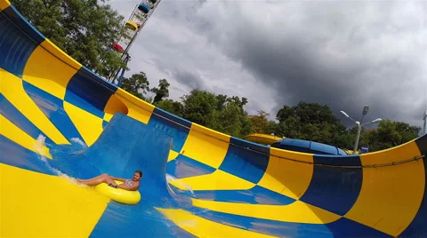 Sochi. Waterpark in Loo. Slide off a cliff into the pipe Stock Footage 55278573