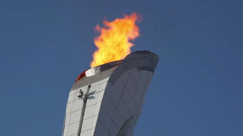 Sochi Winter Olympics, Close up of Olympic Flame 스톡 동영상 35167202