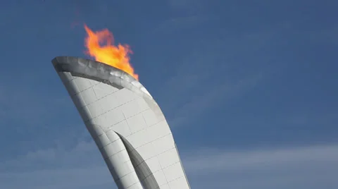 Sochi Winter Olympics, Close up of Olympic Flame 스톡 동영상 35169354