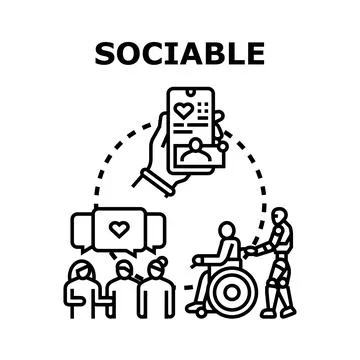 Sociable digital communication and community support concept Stock Illustration