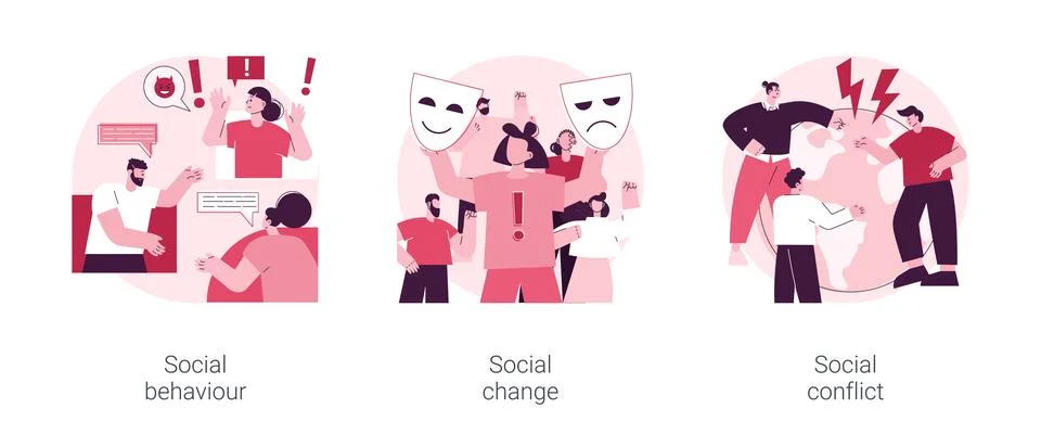 Social activity abstract concept vector illustrations. Illustrazione stock