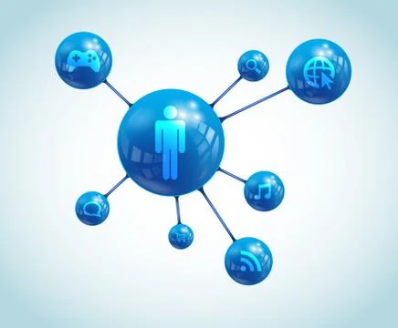 Social App Atom Vector Stock Illustration