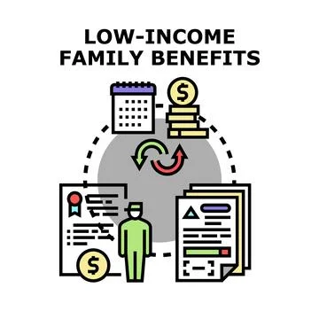 Social assistance program providing low income family benefits Illustrazione stock