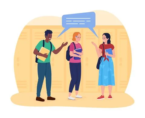 Social awkwardness in high school 2D vector isolated illustration Stock Illustration