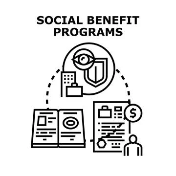 Social benefit programs concept promoting financial help Illustrazione stock