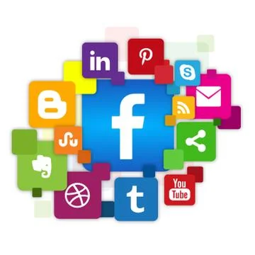 Social buttons group Stock Illustration