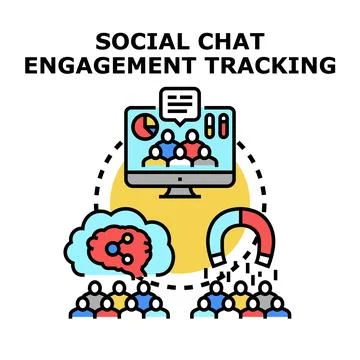 Social chat engagement tracking analytics strategy Stock Illustration