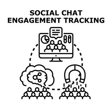 Social chat engagement tracking analytics strategy Stock Illustration