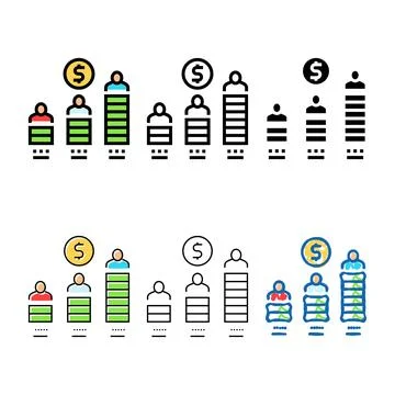 Social class consumer behavior color variations icon vector Stock Illustration