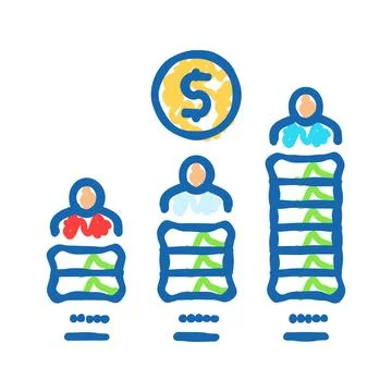 Social class consumer behavior icon doodle illustration Stock Illustration