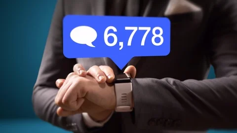 Social Comments Technology Smart Watch Internet Media Mobile Gadget Notification Stock Footage 92828670