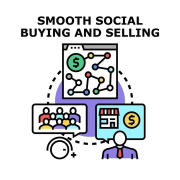Social commerce facilitating smooth online buying and selling process Stock Illustration