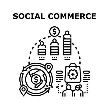 Social commerce global network buying concept Stock Illustration