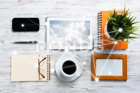 Social communication and global networking concept Stock Photos