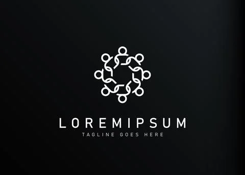 Social community logo design. Vector illustration of human relationship with  스톡 일러스트